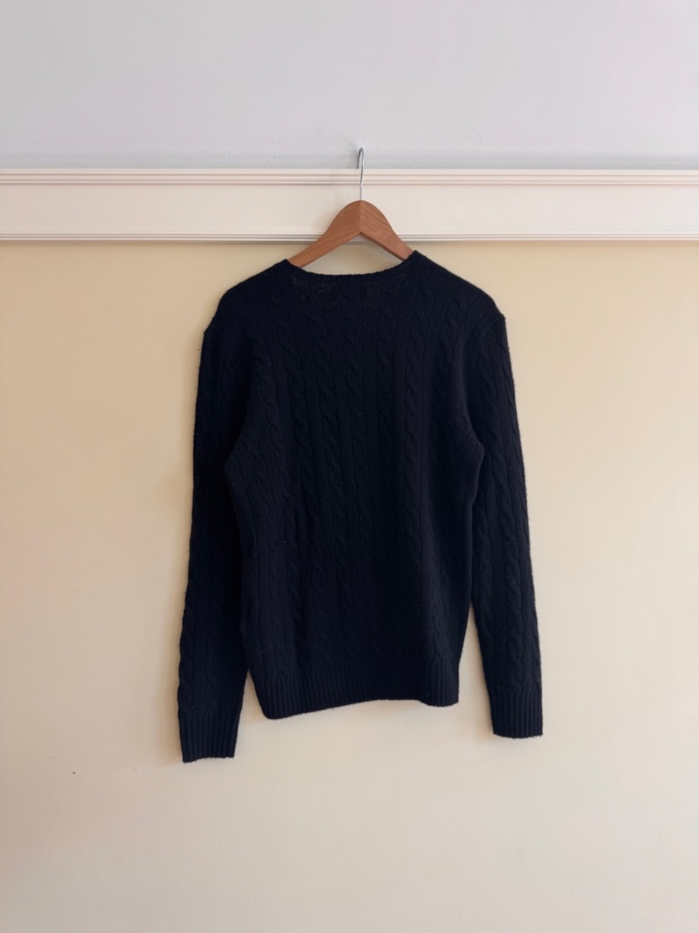 Polo Ralph Lauren Cable Knit Crewneck Sweater S | Black | Wool Blend - Picture 3 of 3